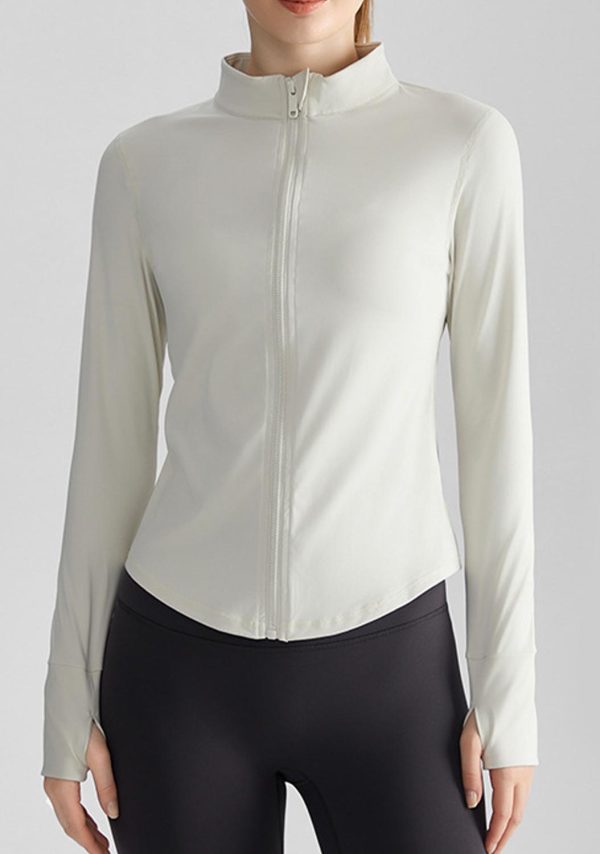 Women’s Slim Fit Zipped Stand Collar Fitness Sports Jacket - Image 2