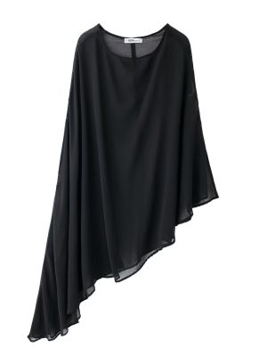 Women’s French Asymmetric Translucent Cape Coat