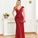 Sequined Champagne Evening Dress Slim Fit Fishtail Cocktail
