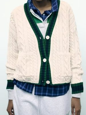 Autumn Winter Cable Pattern Knitted Cardigan Sweater Coat