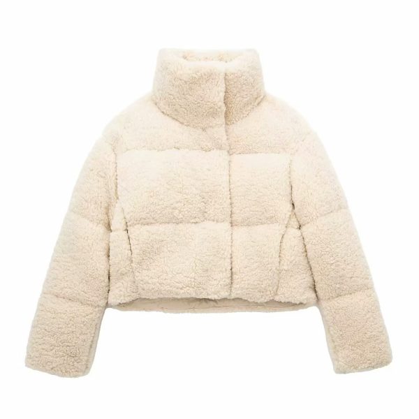 Women’s Winter Artificial Lamb Wool Thick Fleece Padded Short Coat - Image 3