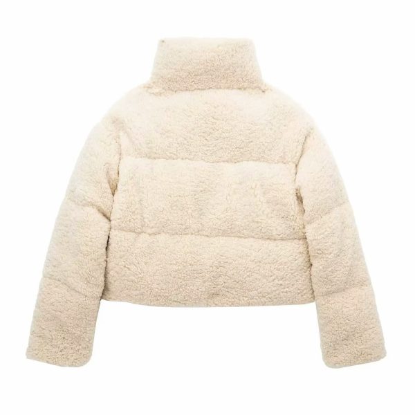 Women’s Winter Artificial Lamb Wool Thick Fleece Padded Short Coat - Image 4