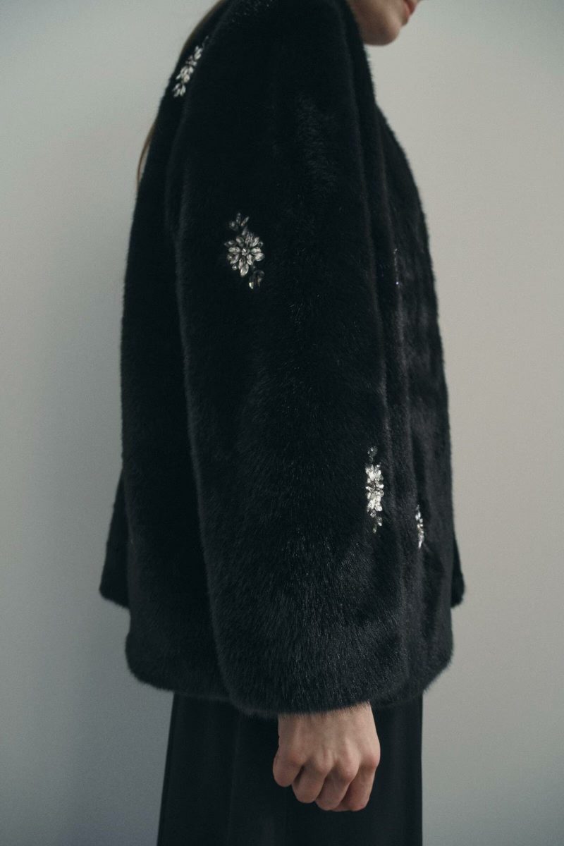 Women’s Autumn Winter Jewelry String Ornament Artificial Fur Overcoat Coat - Image 3