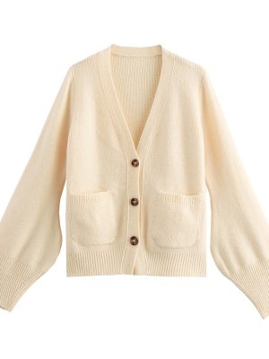 Stylish Knitted Cardigan with Pockets – Fall Women’s Casual Wear