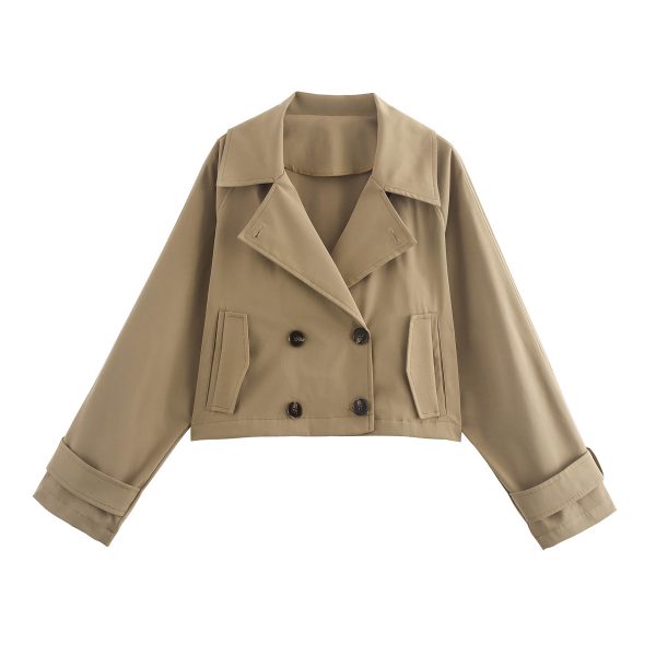 Simple Short Trench Coat Jacket – Women’s Fall Outerwear - Image 2