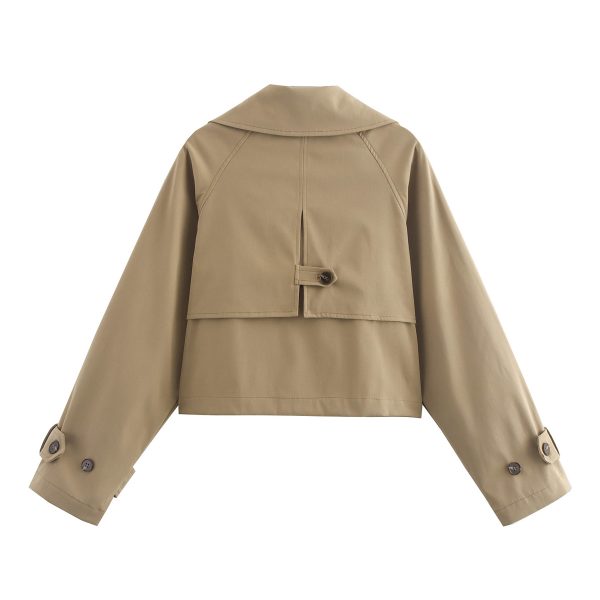 Simple Short Trench Coat Jacket – Women’s Fall Outerwear - Image 3