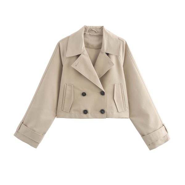 Simple Short Trench Coat Jacket – Women’s Fall Outerwear - Image 4