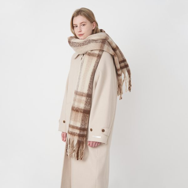 Women’s Cashmere Plaid Tassel Scarf - Soft Warm Mohair Shawl - Image 2