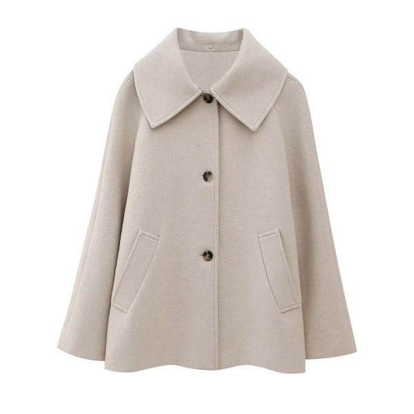 Blended Coat with Detachable Fur Collar for Autumn Winter - Image 6