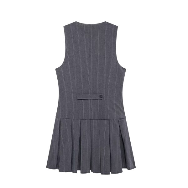 Autumn Pleated Striped Dress with Elegant All-Match Design - Image 4