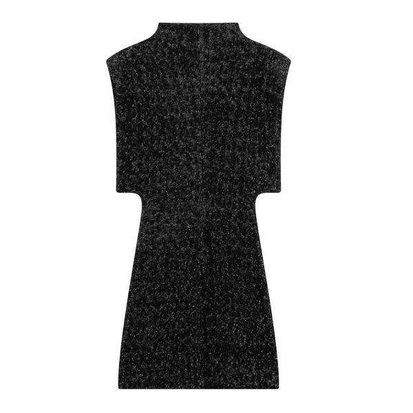 Women’s French Belt Padded Shoulder Beaded Mini Dress - Image 3