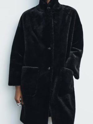 Winter Women’s Stand Collar Single-Breasted Fleece Long Coat