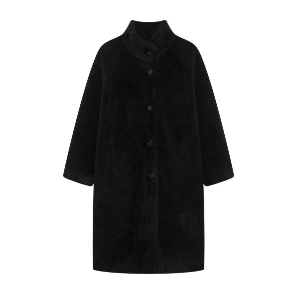 Winter Women’s Stand Collar Single-Breasted Fleece Long Coat - Image 2