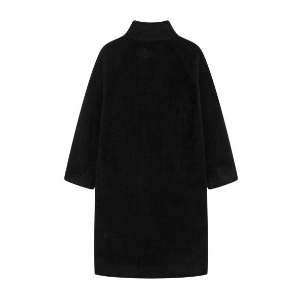 Winter Women’s Stand Collar Single-Breasted Fleece Long Coat - Image 3