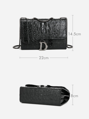 Women’s Retro Crocodile Pattern Messenger Bag – Chain Square Bag