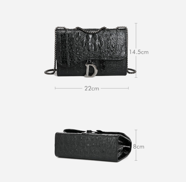 Women’s Retro Crocodile Pattern Messenger Bag - Chain Square Bag