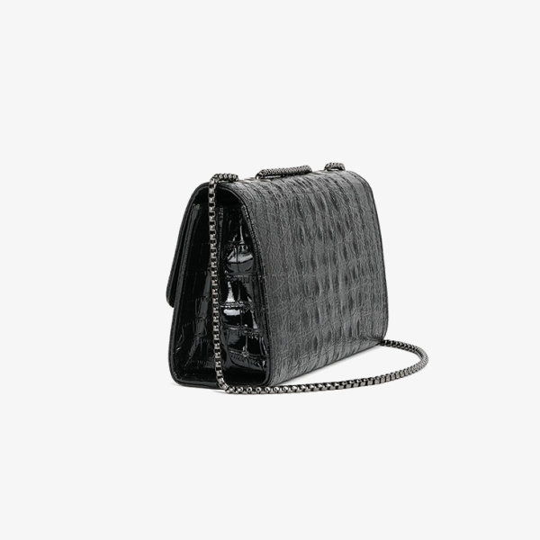 Women’s Retro Crocodile Pattern Messenger Bag - Chain Square Bag - Image 2