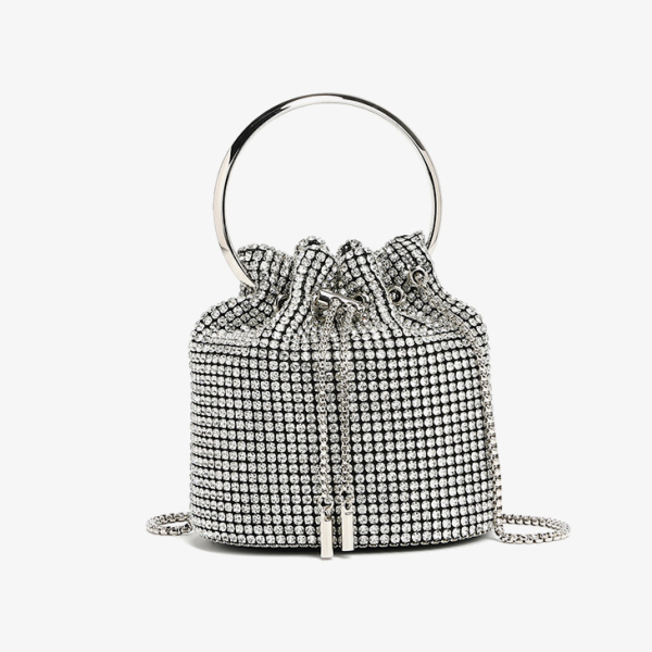 Handmade Diamond Chain Mini Bucket Shoulder Bag for Women