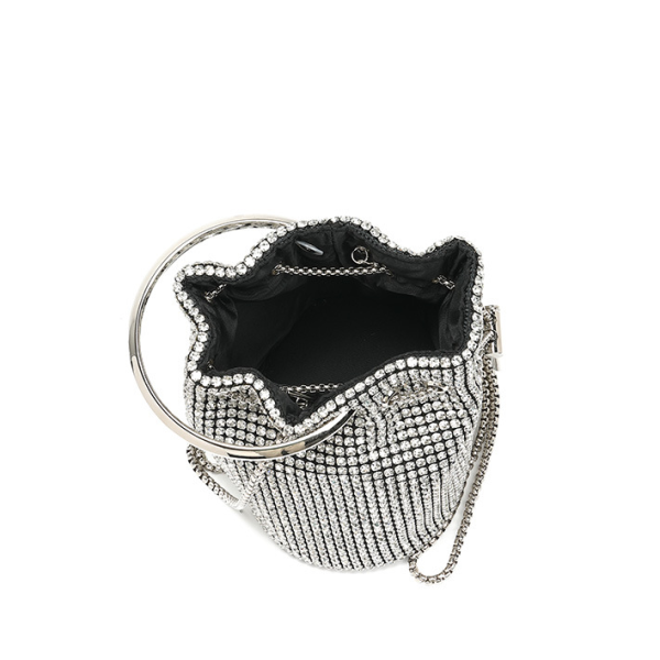 Handmade Diamond Chain Mini Bucket Shoulder Bag for Women - Image 4