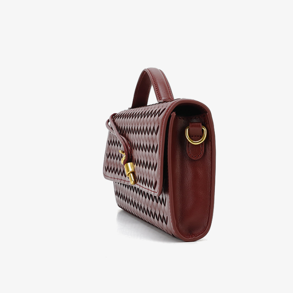 Women’s Woven Leather Baguette Bag - Soft Crossbody Dinner Bag - Image 3