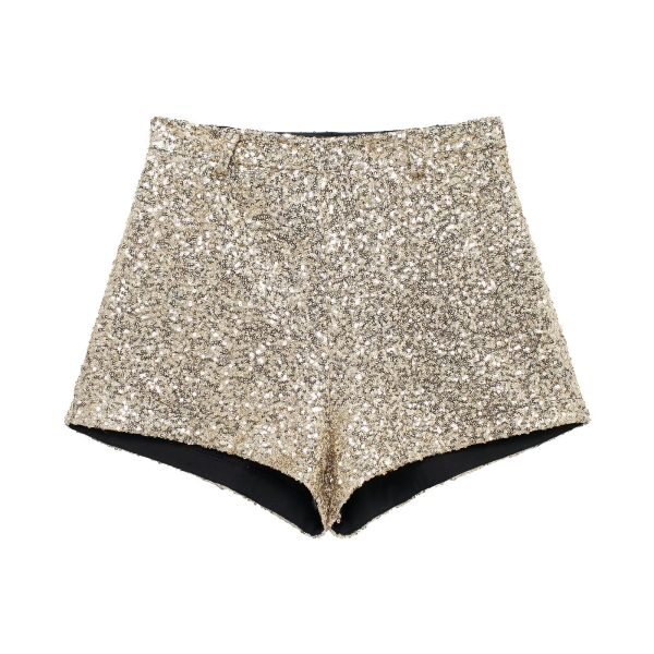 Fashionable Beaded Mid-Waist Casual Shorts for Winter Women - Image 3