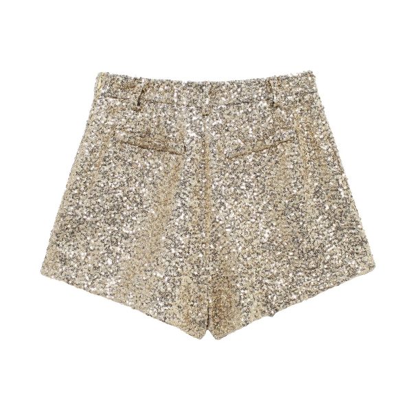 Fashionable Beaded Mid-Waist Casual Shorts for Winter Women - Image 4