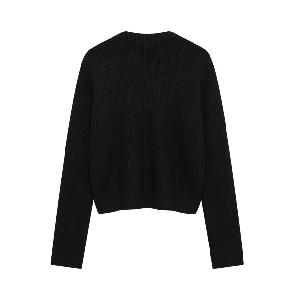 Ball Decoration Long Sleeve Round Neck Sweater for Women - Image 3