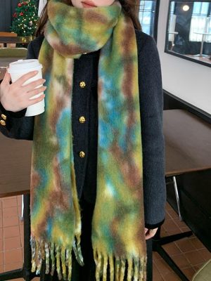 Tie-Dyed Color Scarf – Warm Brushed Autumn Winter Scarf for Girls & Couples