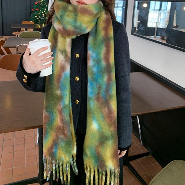 Tie-Dyed Color Scarf - Warm Brushed Autumn Winter Scarf for Girls & Couples