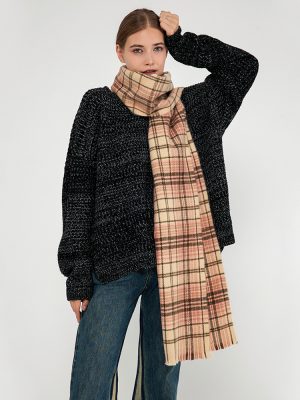 Cashmere Plaid Scarf Women Autumn Winter Warm Bib Shawl