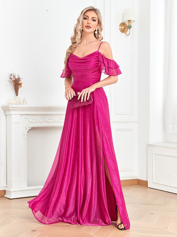 Red Backless Fishtail Bridesmaid Cocktail Evening Dress