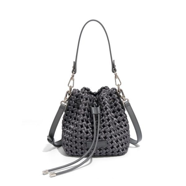 Silk Woven Bucket Bag - Trendy Mini Shoulder Messenger Bag - Image 3