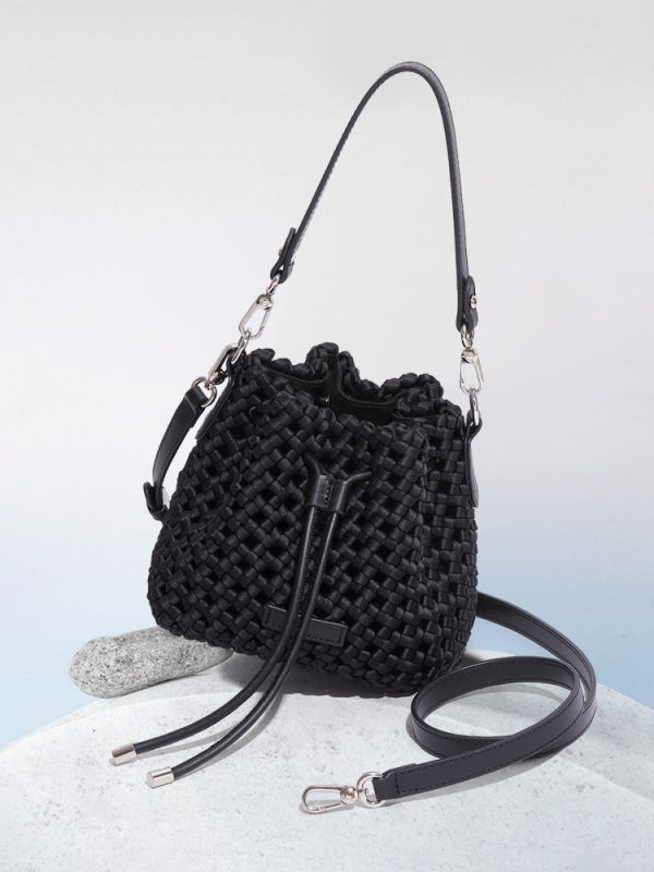 Silk Woven Bucket Bag - Trendy Mini Shoulder Messenger Bag - Image 2