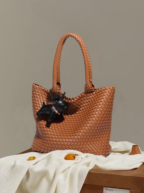 Hand Woven Texture Tote Bag - Large Capacity Summer Shoulder Bag - Image 2