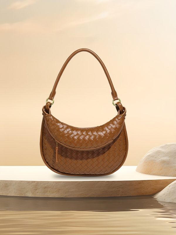 Retro Twin Woven Bag Women Portable Shoulder Underarm Bag - Image 2