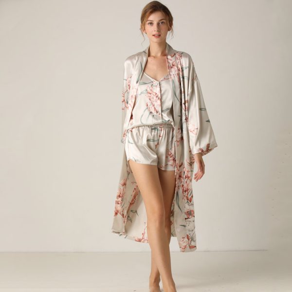 Printed Camisole & Lace-Up Shorts Mid-Length Nightgown