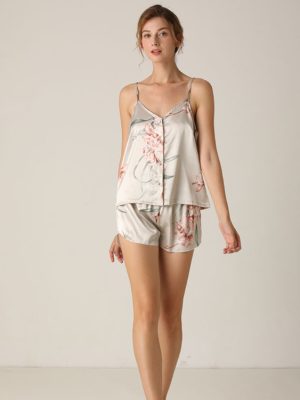 Floral Suspenders & Shorts Two-Piece Casual Homewear