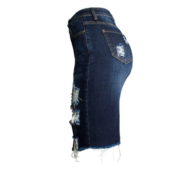 Slim Sheath Sexy Ripped Denim Skirt for Women - Image 3