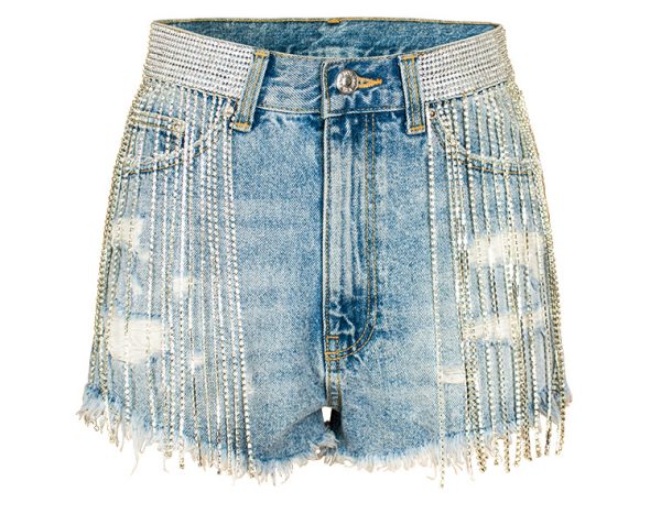 Summer Nightclub Tassel Wide Leg High Waist Denim Shorts - Image 3