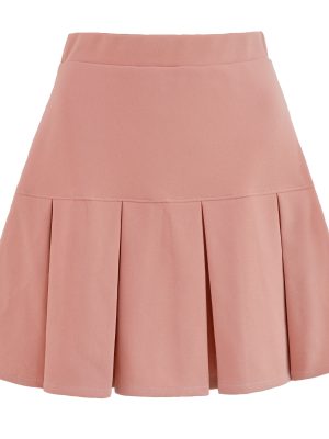 Autumn Winter High-Waist Elastic Pleated Solid Color Skirt