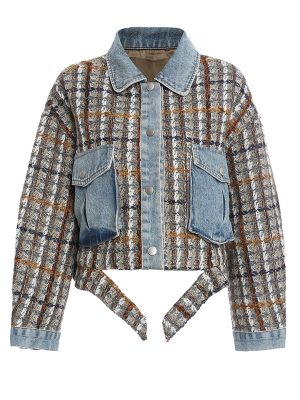 Vintage Modern Woolen Patchwork Denim Jacket