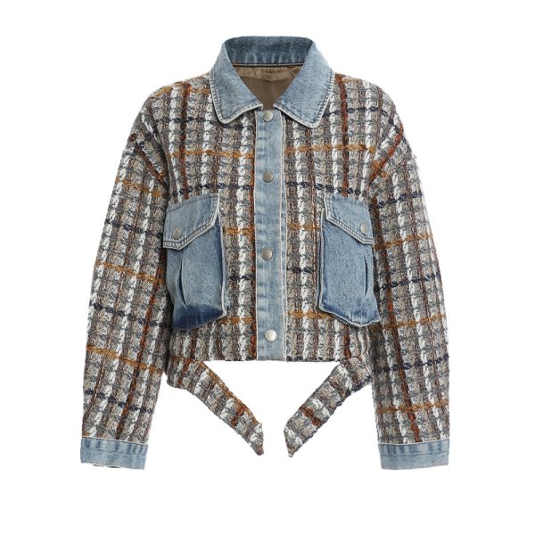 Vintage Modern Woolen Patchwork Denim Jacket