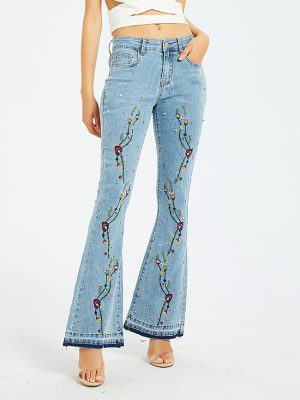 Women’s Wide-Leg Embroidered Flared Jeans