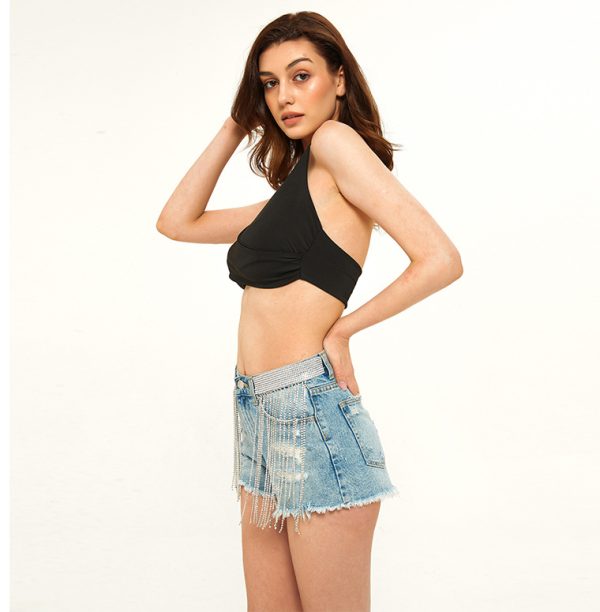 Summer Nightclub Tassel Wide Leg High Waist Denim Shorts