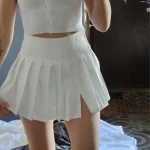 Fashion Slit Women Pleated Skirt Summer High Waist Sexy Mini Skirt photo review