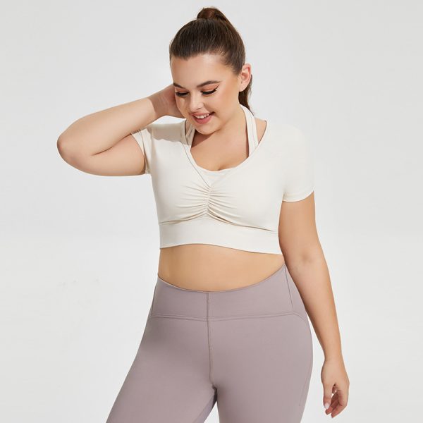 Plus Size Halter Workout Top with Chest Pad for Women