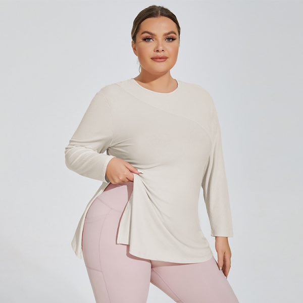 Plus Size Slim Fit Hooded Long Sleeve Yoga & Running Top