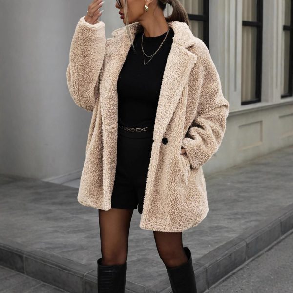 Women’s Autumn Winter Faux Fur Thickened Solid Color Coat - Image 2