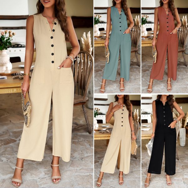 Elegant Solid Color One-Piece Trousers for Women - Image 5