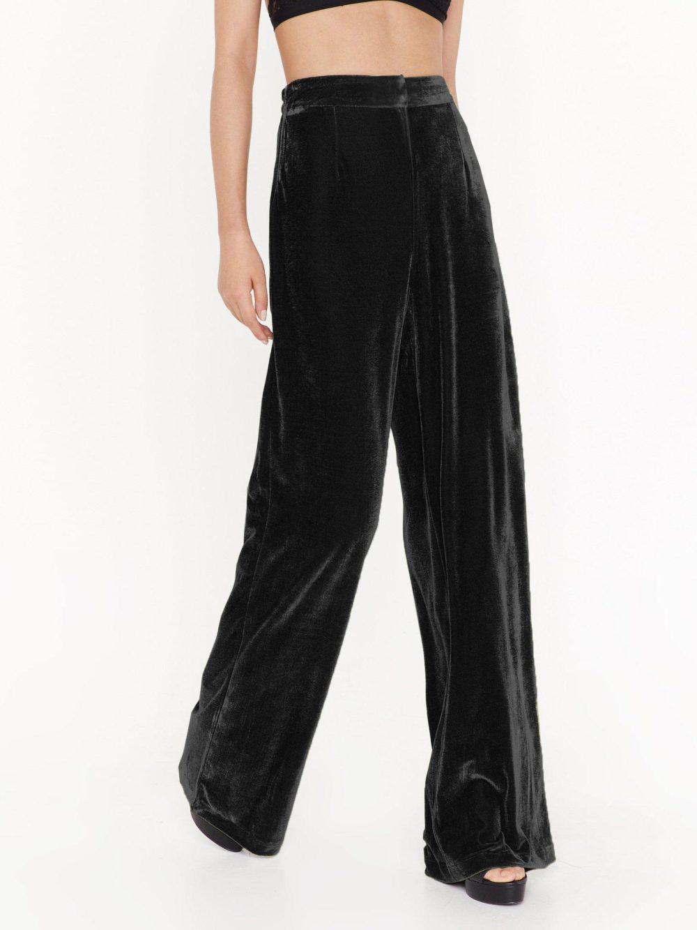 Women’s Gold Velvet Wide Leg Trousers – Loose Casual Office Pants - Image 4